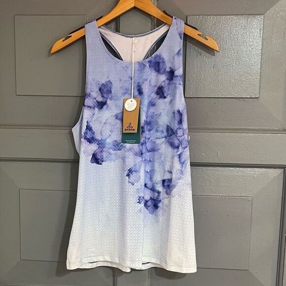 Prana Quick Dry Boost Print Racerback Purple Tank NWT Sz L NWT - Picture 1 of 8